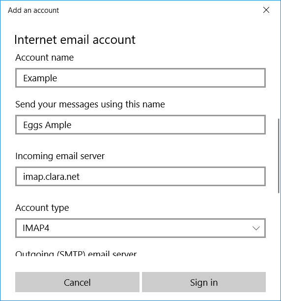 Setting up Email on Windows 10 Mail (IMAP Mailbox) | Claranet Soho